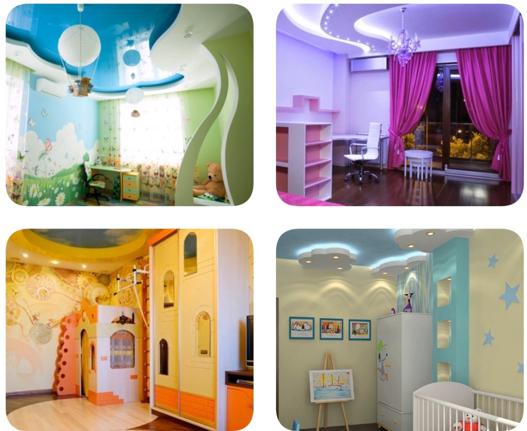 Дизайн потолка в детской комнате: Самые яркие идеи