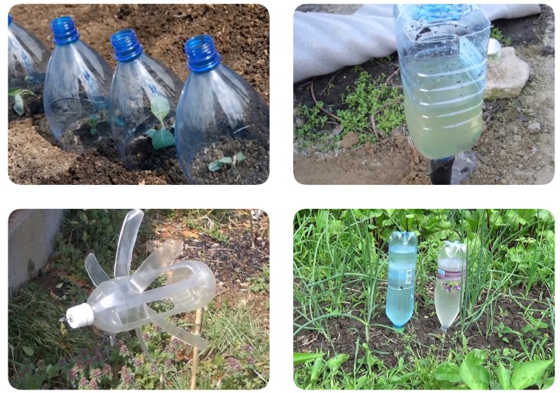 Используем повторно пластиковые бутылки в саду: 7 способов