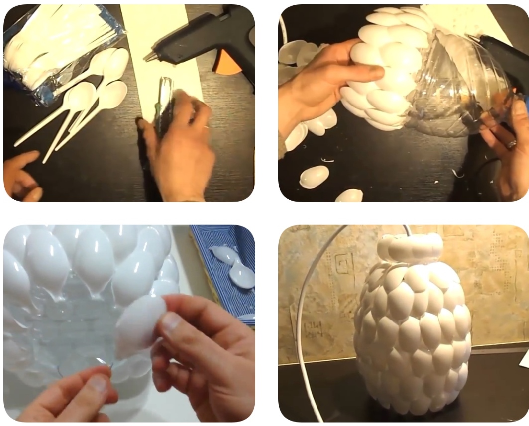 Вторая жизнь пластиковой ложки: Обрамляем зеркало, делаем лампу, создаём заколку в форме розы